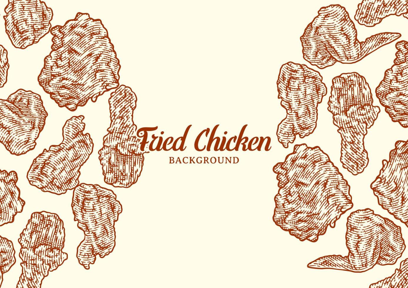 modello di sfondo di pollo fritto croccante vettore