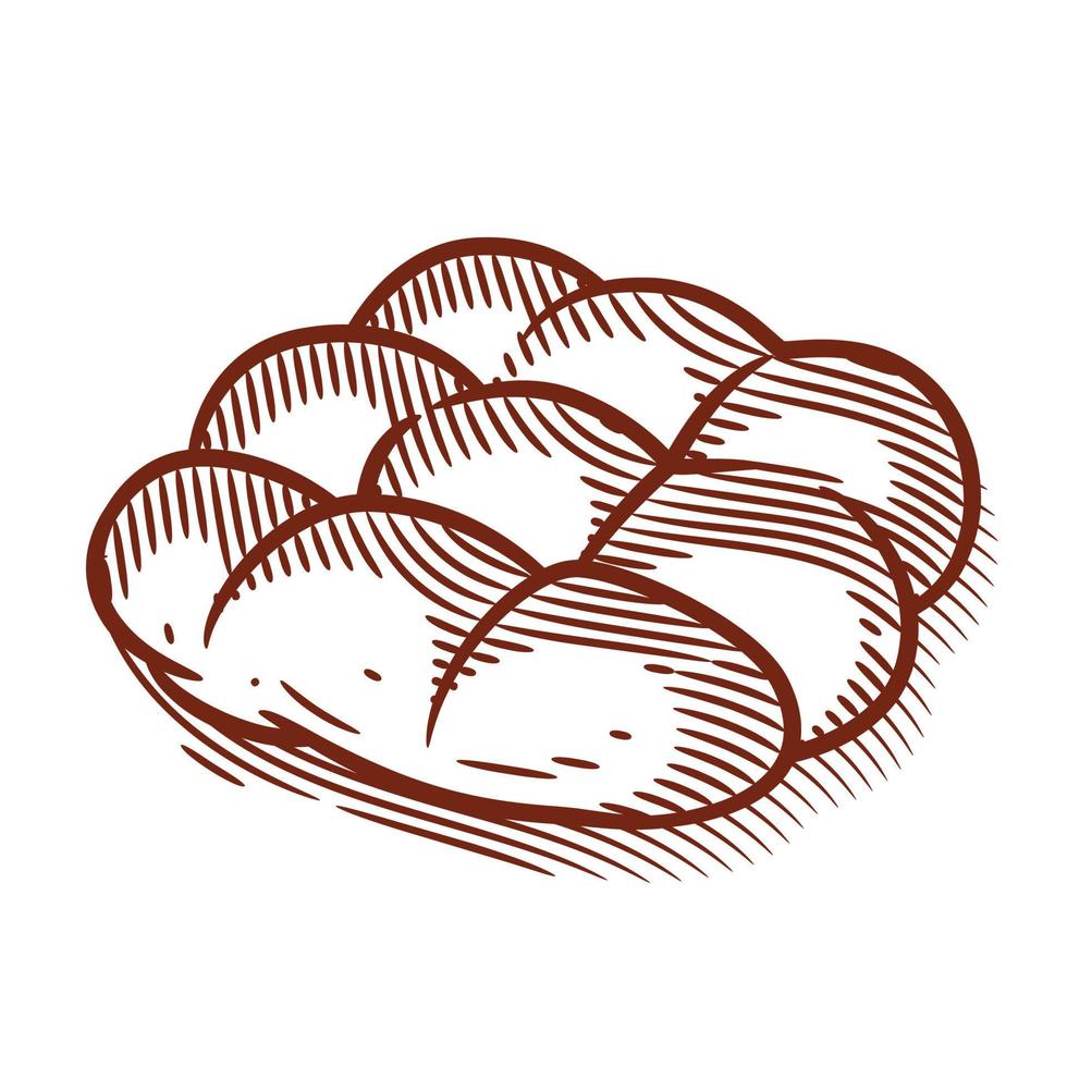 linea di illustrazione vettoriale di pane e prodotti da forno disegnati a mano