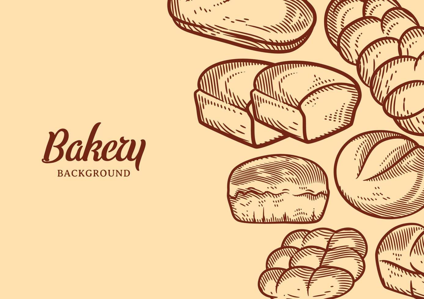 sfondo di panetteria vintage con illustrazione vettoriale di pane abbozzato