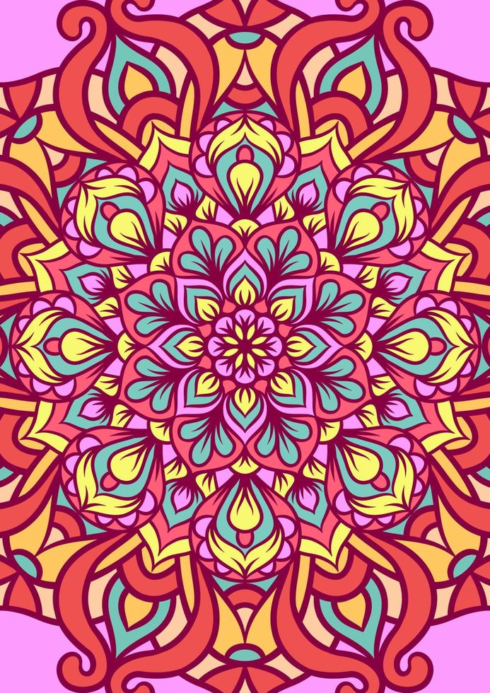 mandala etnico ornamento rotondo con colorato vettore