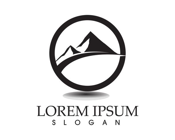 Modello di icone di logo e simboli di paesaggio di montagna natura vettore