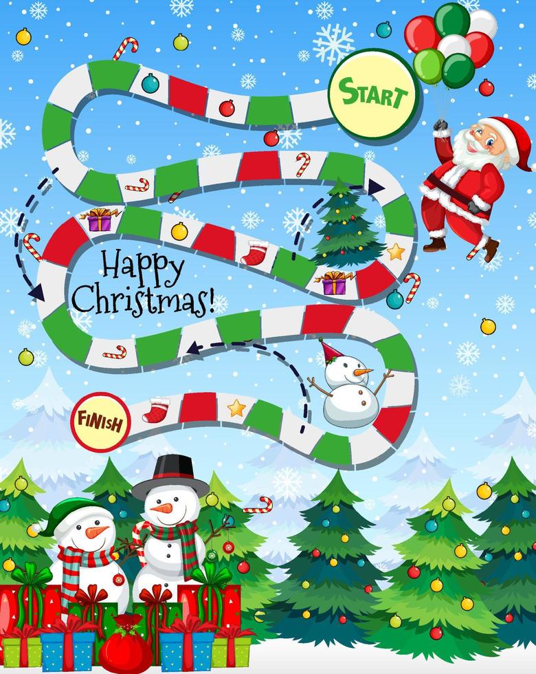 modello di gioco serpente e scale in tema natalizio vettore