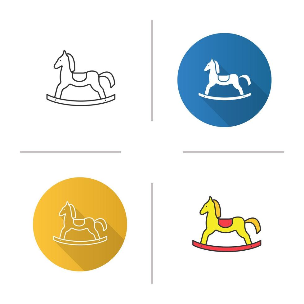 icona del cavallo a dondolo. design piatto, stili lineari e di colore. illustrazioni vettoriali isolate