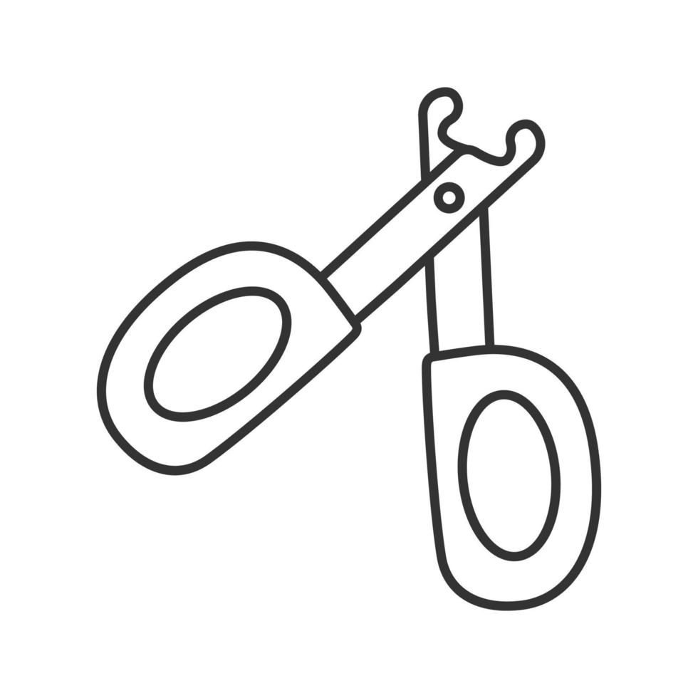 icona lineare di tagliaunghie per animali domestici. illustrazione al tratto sottile. forbici ad artiglio. simbolo di contorno. disegno di contorno isolato vettoriale