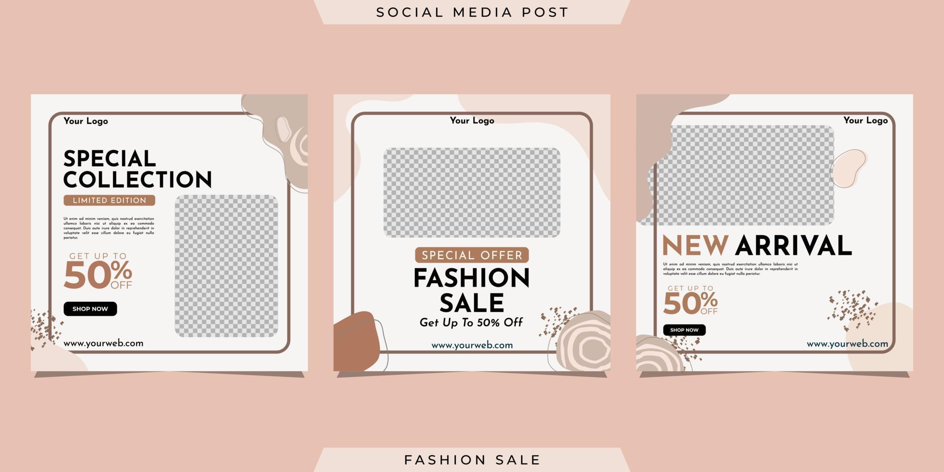 raccolta di design del modello di banner post sui social media. per il marketing digitale, la promozione della moda del marchio, ecc vettore