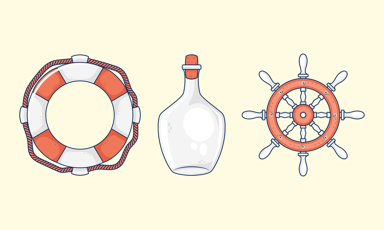 tre icone marine nautiche vettore