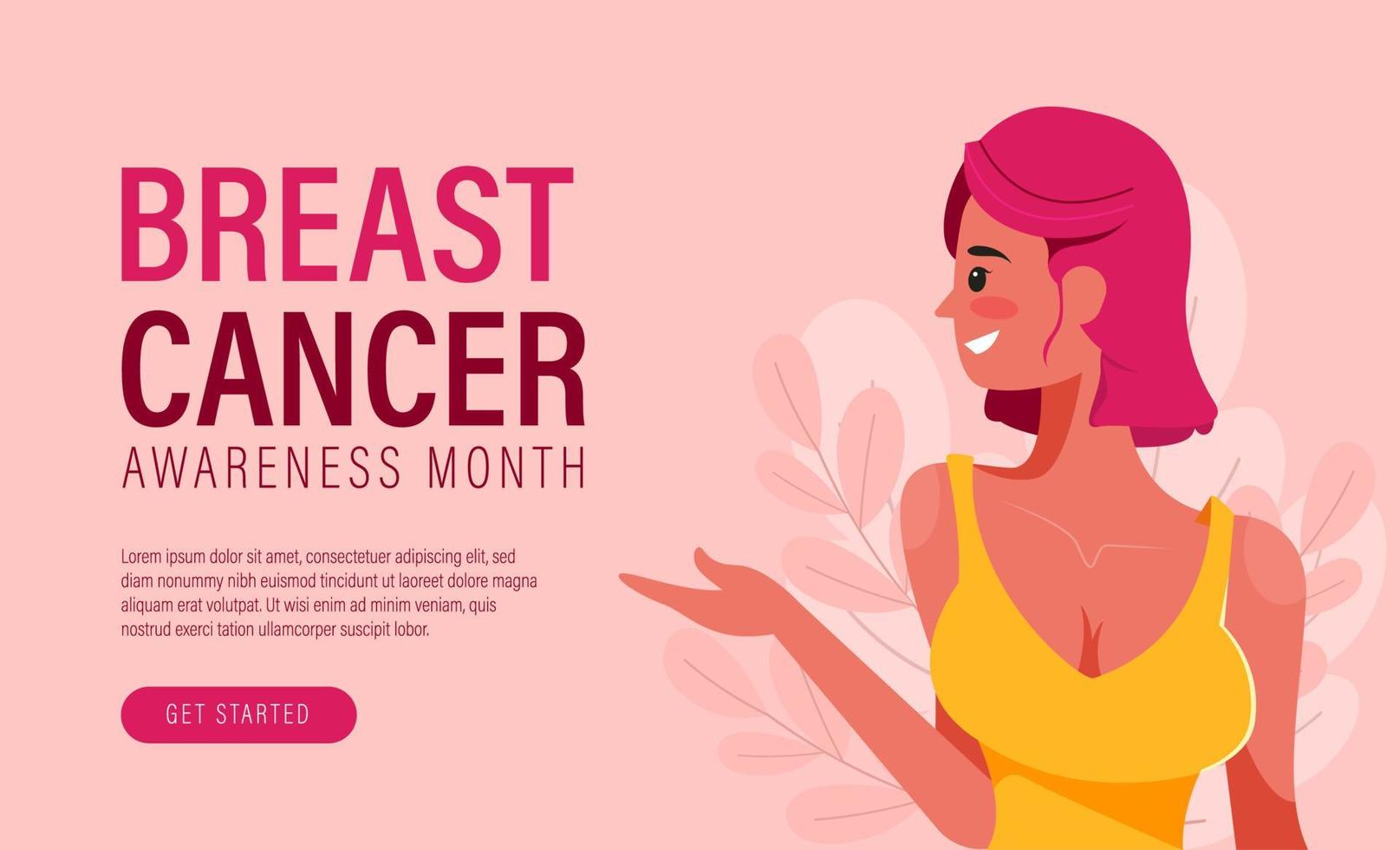 illustrazione vettoriale del mese di consapevolezza del cancro al seno, nastro del cancro del mondo, nastro rosa, supporto per lo slogan del poster del sopravvissuto al cancro al seno design piatto