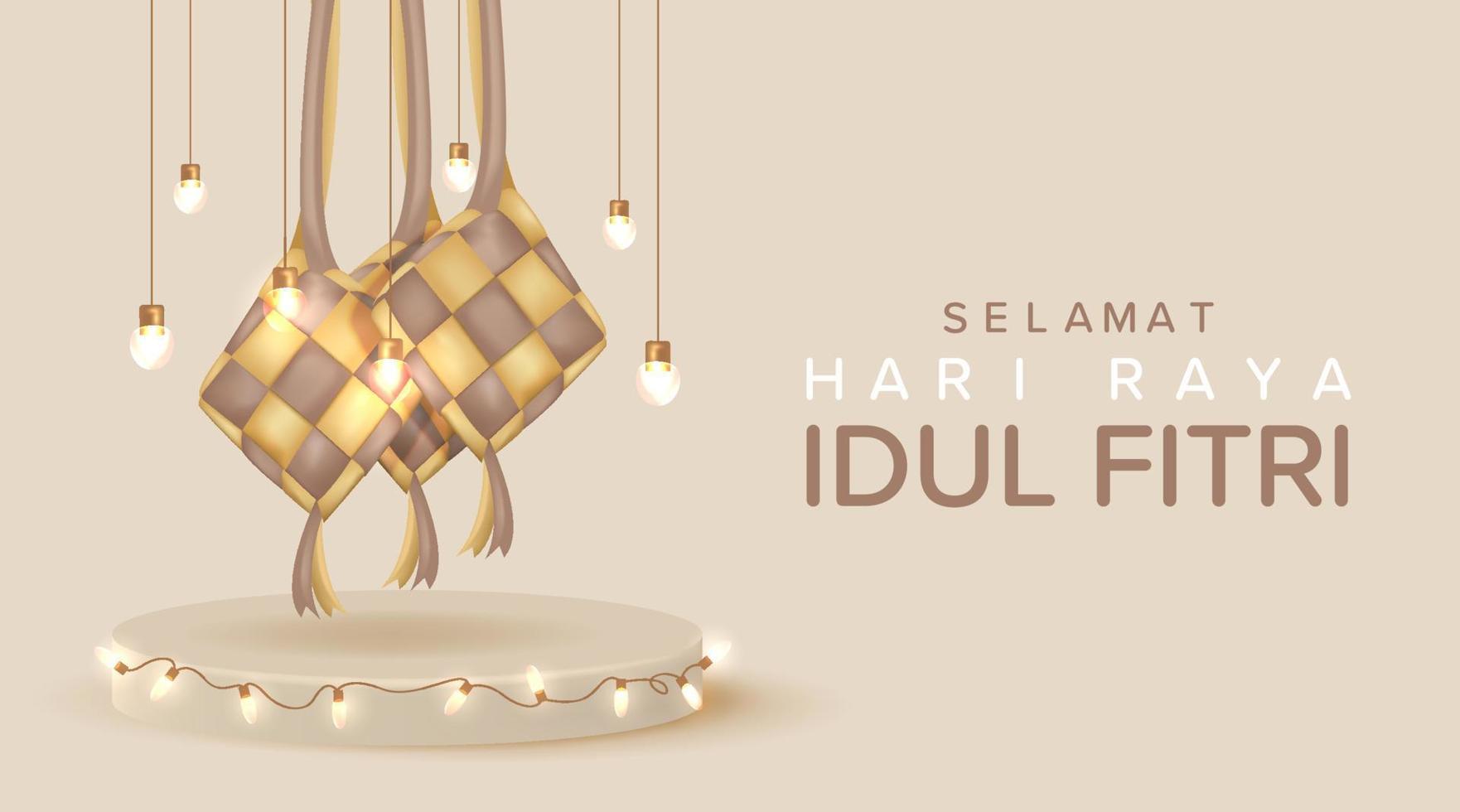 elemento ketupat realistico per eid mubarak poster design illustrazione vettoriale