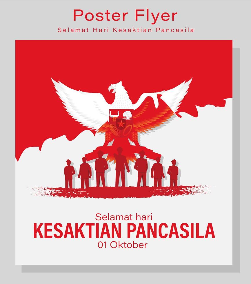 hari kesaktian pancasila, vacanza indonesiana giorno di pancasila illustration.translation 01 ottobre, felice giorno di pancasila. adatto per biglietto di auguri e banner vettore