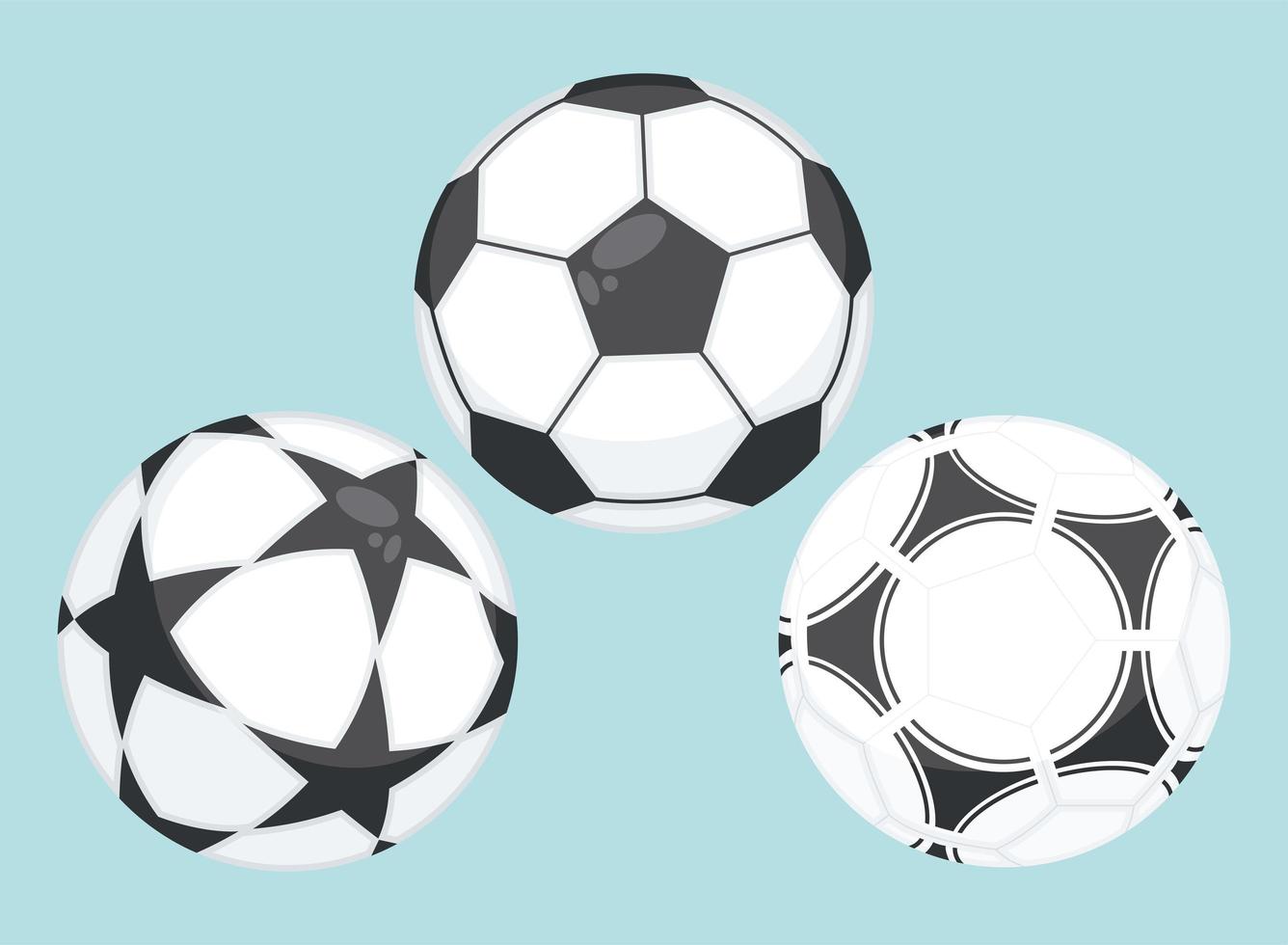 tre palloni da calcio vettore