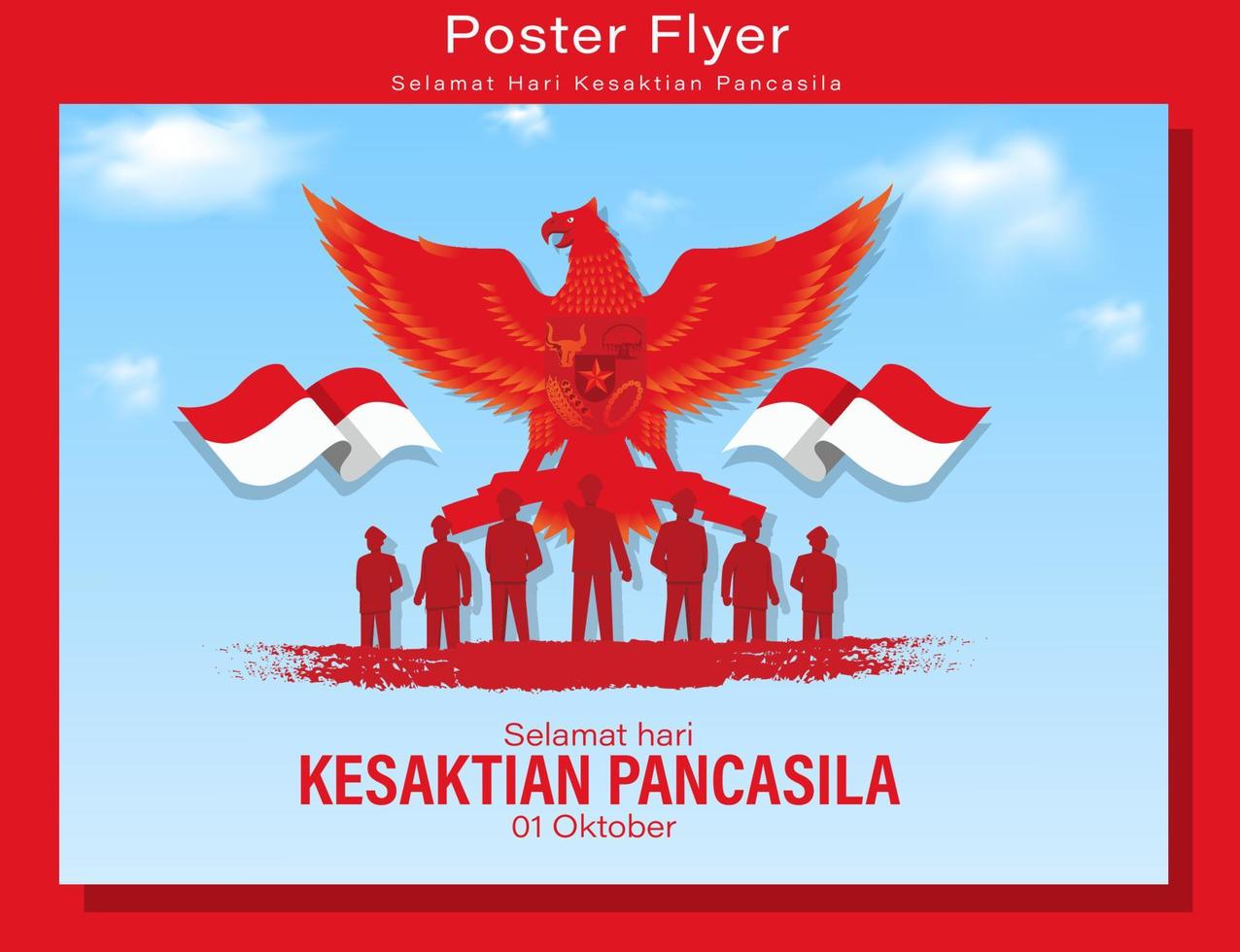 hari kesaktian pancasila, vacanza indonesiana giorno di pancasila illustration.translation 01 ottobre, felice giorno di pancasila. adatto per biglietto di auguri e banner vettore