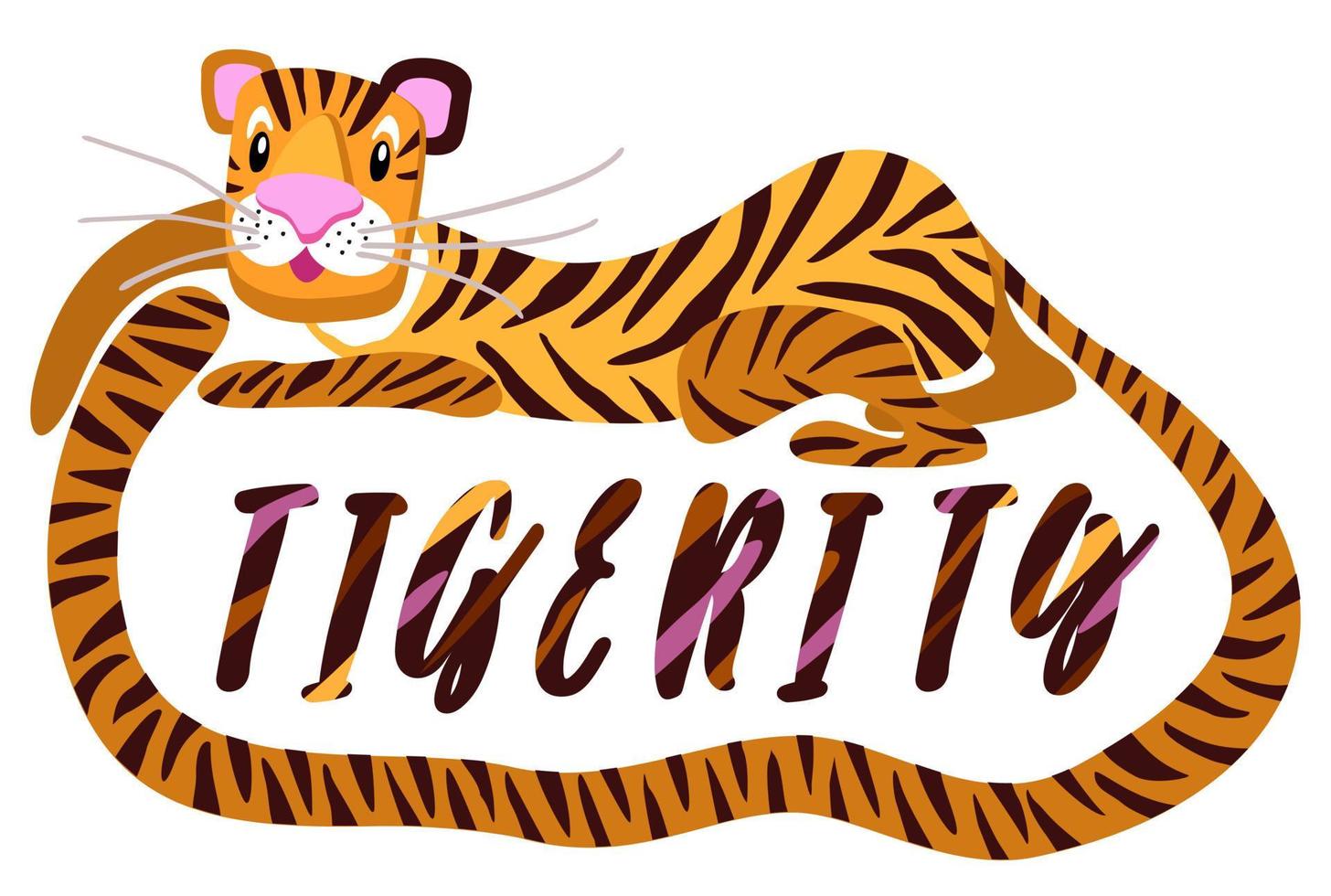 tigre bugiarda. lettering tigrità. vettore