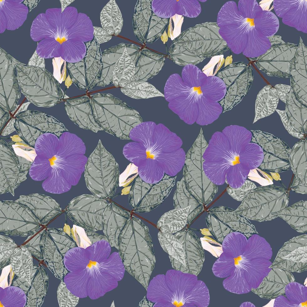 motivo floreale tropicale senza cuciture con fiori viola sfondo astratto.illustrazione vettoriale disegno a mano stile acquerello secco.per disegno di stampa motivo tessuto.