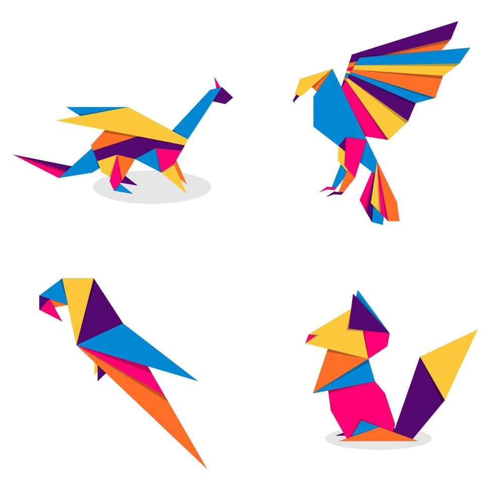 collezione di origami animali. vettore di origami animale. disegno di marchio di animali astratti. origami animali. illustrazione vettoriale