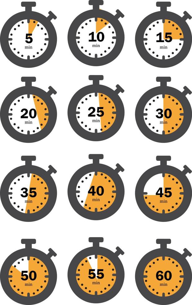 set di icone di timer e cronometro disegno vettoriale