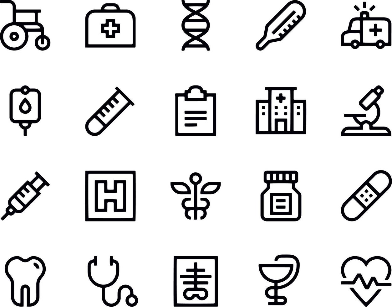 disegno vettoriale delle icone della linea medica