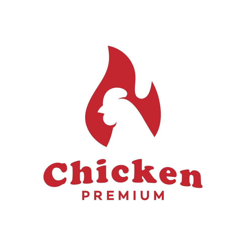 illustrazione dell'icona del vettore del logo vintage dei pantaloni a vita bassa della fiamma del fuoco del pollo