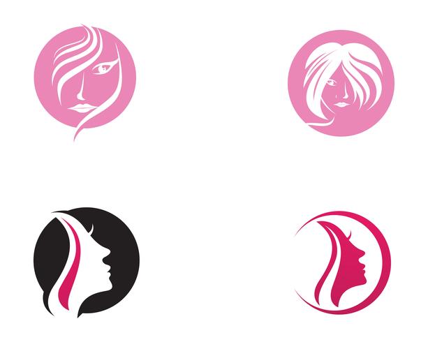 capelli donna e viso logo e simboli vettore