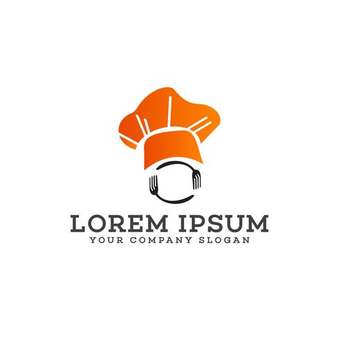 modello di concetto di design logo forchetta e cucchiaio chef vettore