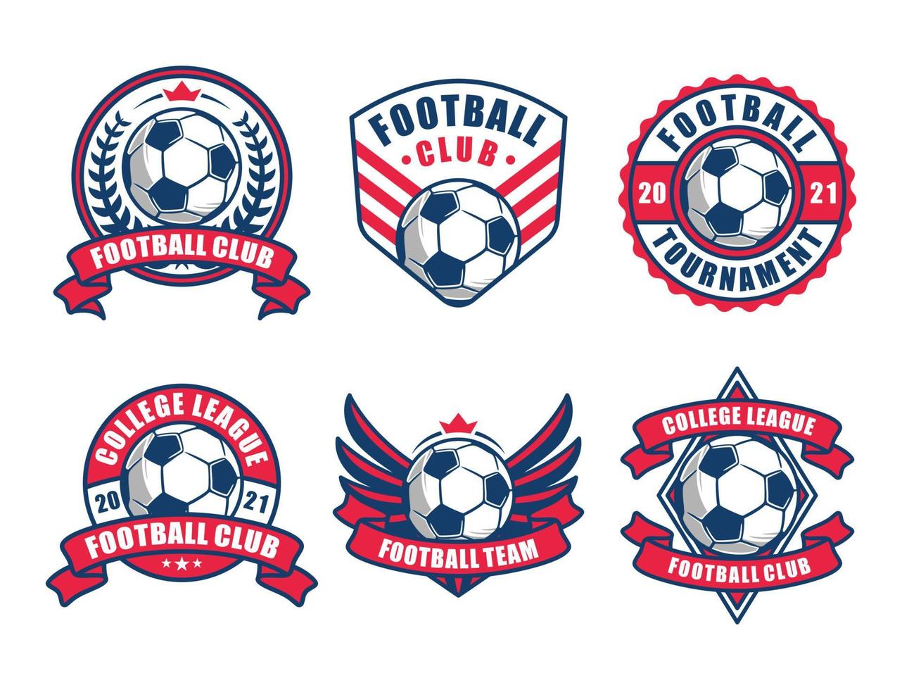 set di logo di calcio o badge di una squadra di calcio. vettore