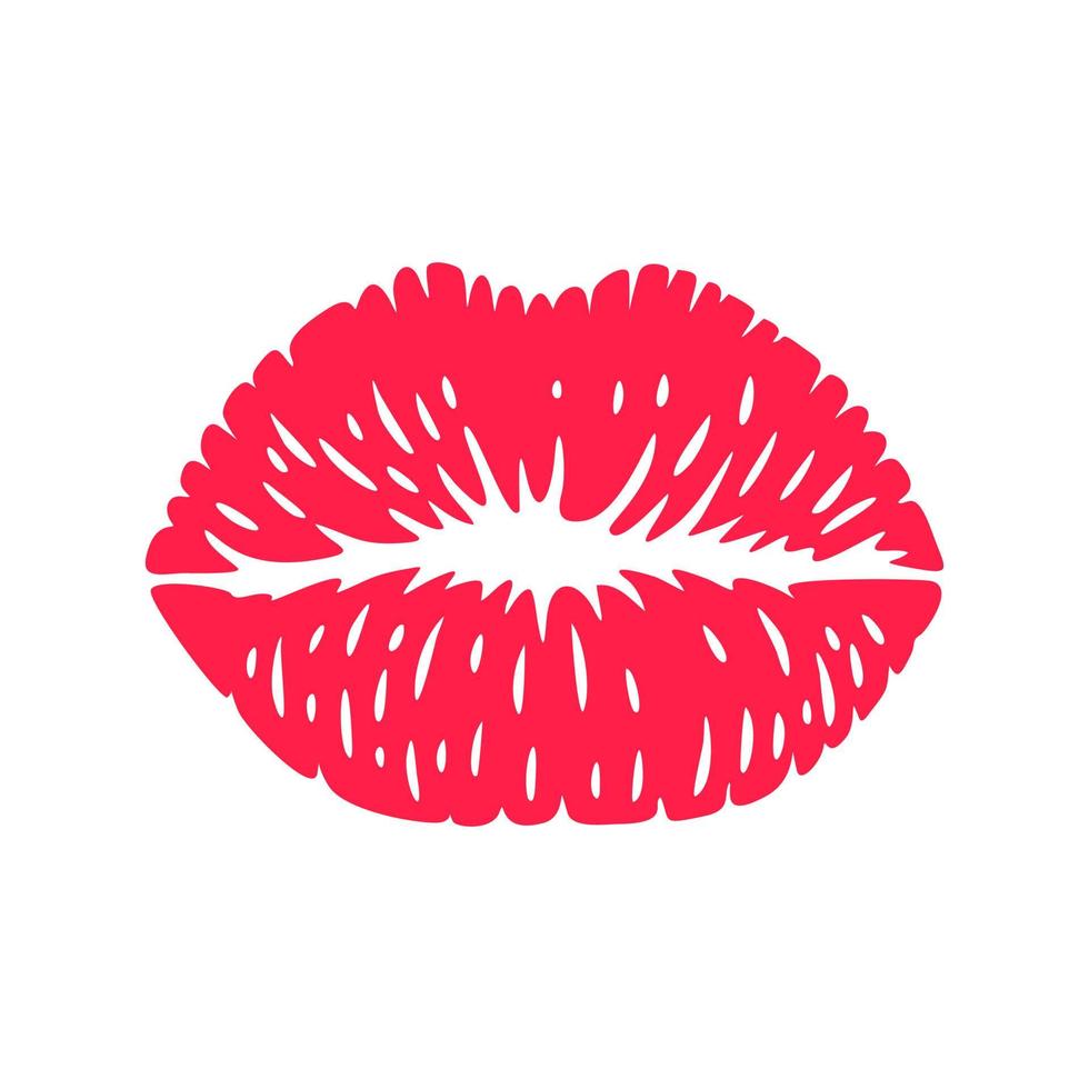 stampa rossetto rosso su labbra femminili bianche e di bellezza vettore