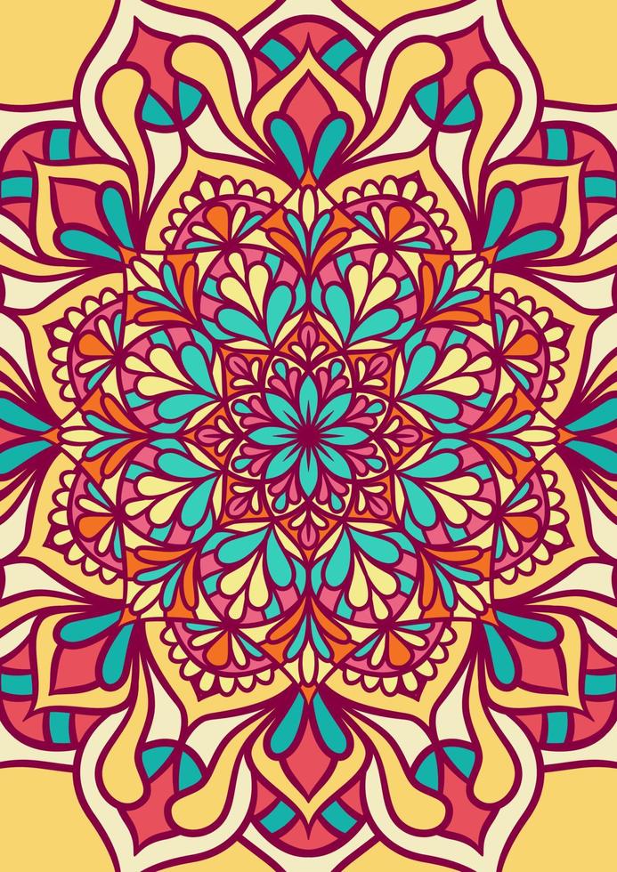 mandala etnico ornamento rotondo con colorato vettore