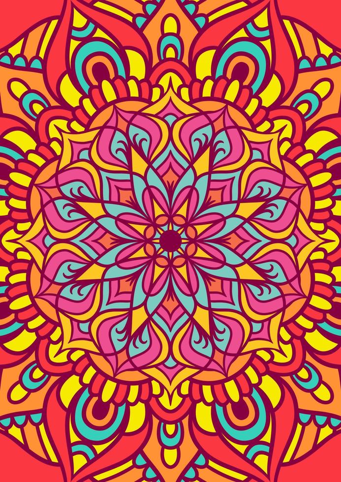 mandala etnico ornamento rotondo con colorato vettore