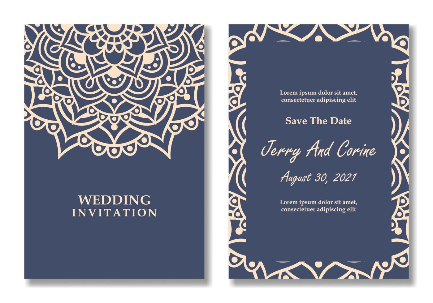 modello di carta di invito a nozze mandala di lusso vettore