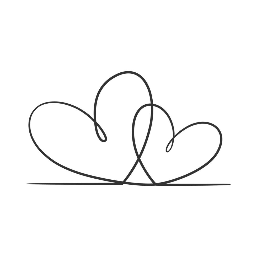 disegno a linea continua del segno d'amore. amore cuore un disegno a tratteggio vettore