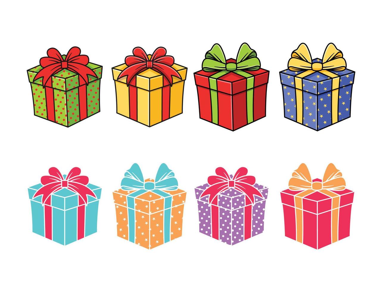 illustrazione vettoriale di varie scatole regalo per le vacanze