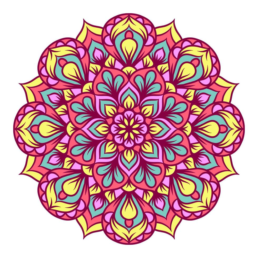 mandala etnico ornamento rotondo con colorato vettore