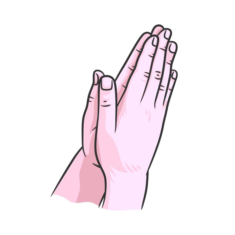 disegno vettoriale dell'illustrazione delle mani in preghiera
