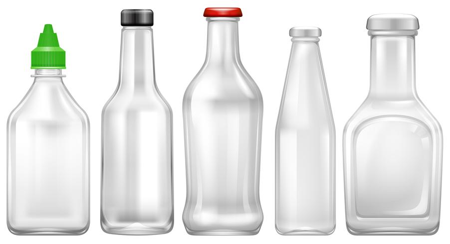 Set di bottiglia trasparente vettore