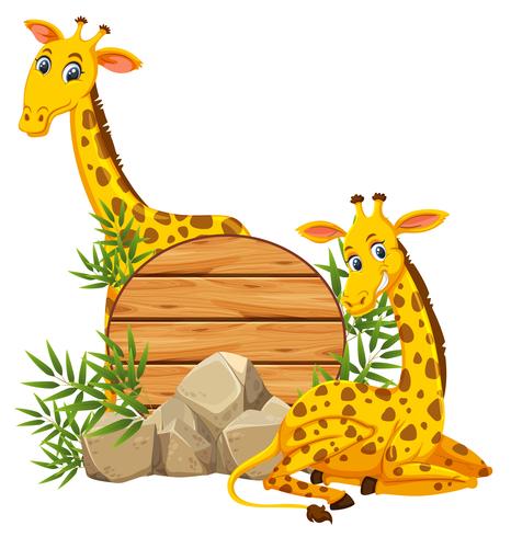 Giraffa su legno bannner vettore