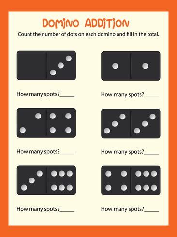 Un foglio di lavoro per l&#39;aggiunta del domino matematico vettore