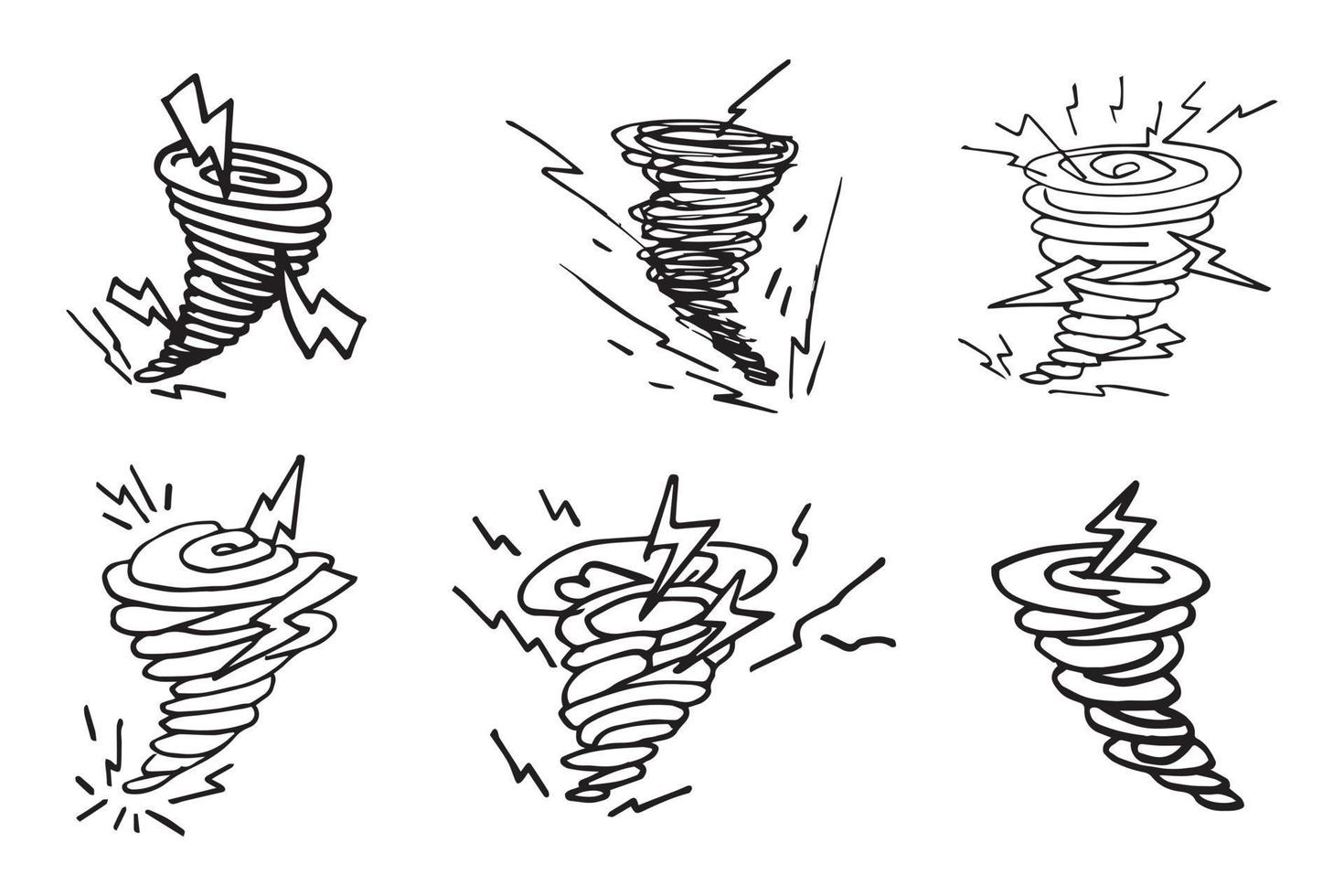 set tornado, tempesta, illustrazione vettoriale. vettore