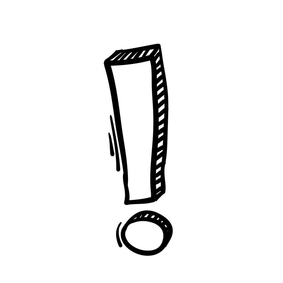 simbolo del punto esclamativo di doodle vettore