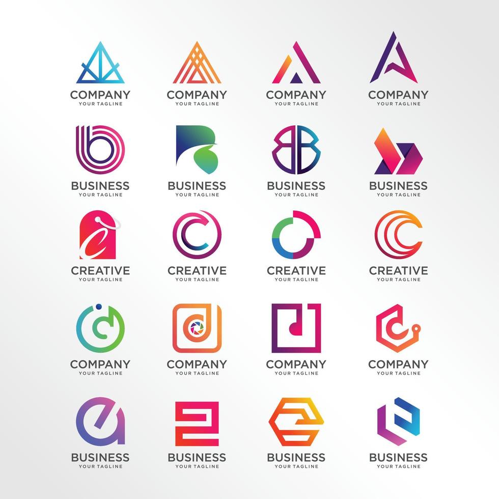 collezione logo lettera con concetto moderno, moderno, pulito, icona, azienda, modello logo, vettore premium