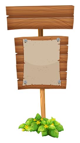 Carta bianca sul cartello in legno vettore