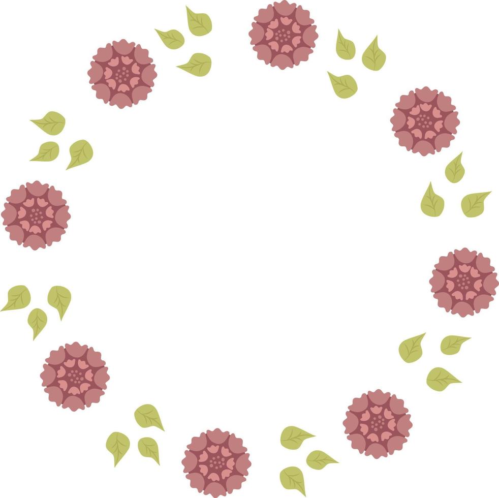 cornice floreale rotonda. illustrazione vettoriale. decorazione floreale con cornice botanica vettore