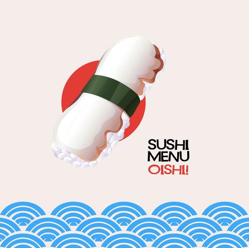 Sushi di polpo su sfondo stile giapponese vettore
