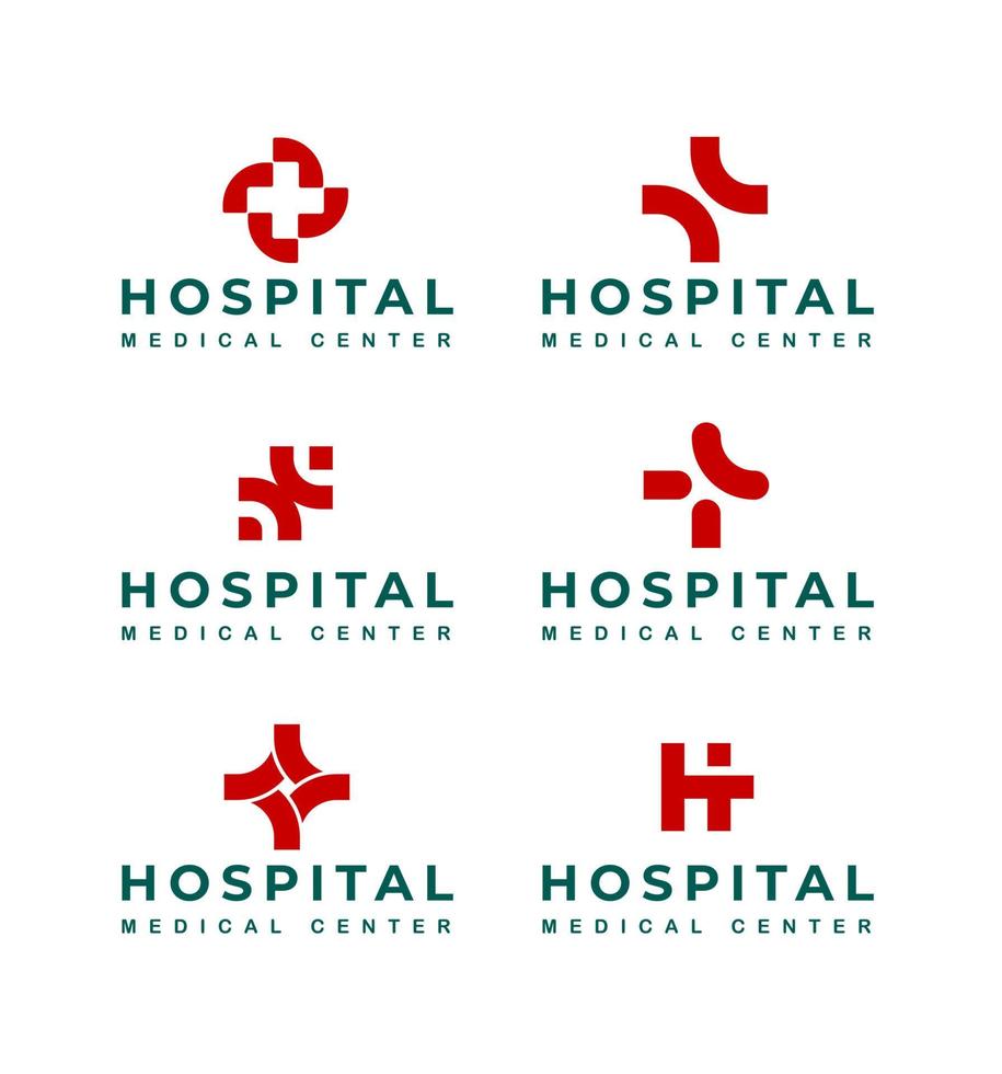 set di loghi del centro medico ospedaliero, logo della clinica, logo sanitario vettore