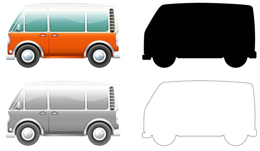 Set di furgoni vintage vettore