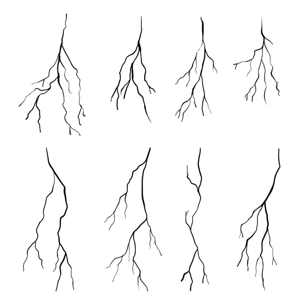 set di crepe disegnate a mano isolate su sfondo bianco. illustrazione vettoriale