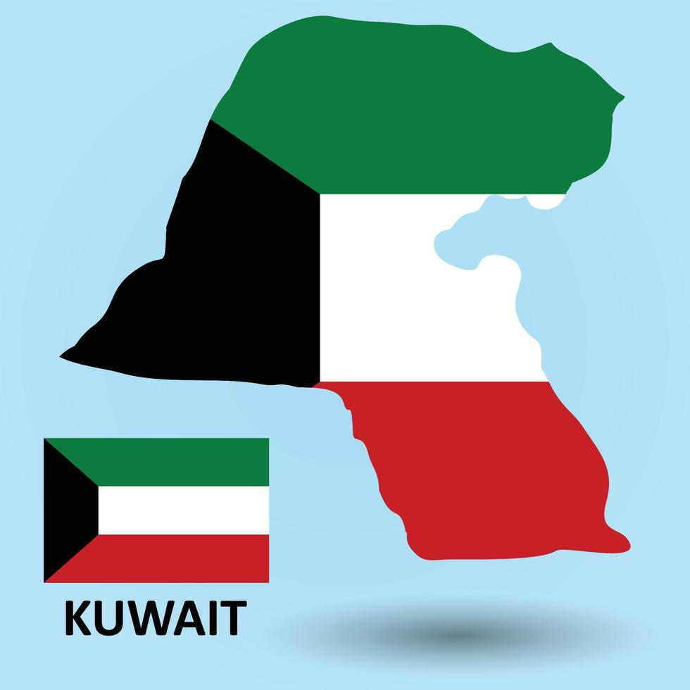 sfondo della mappa e della bandiera del kuwait vettore