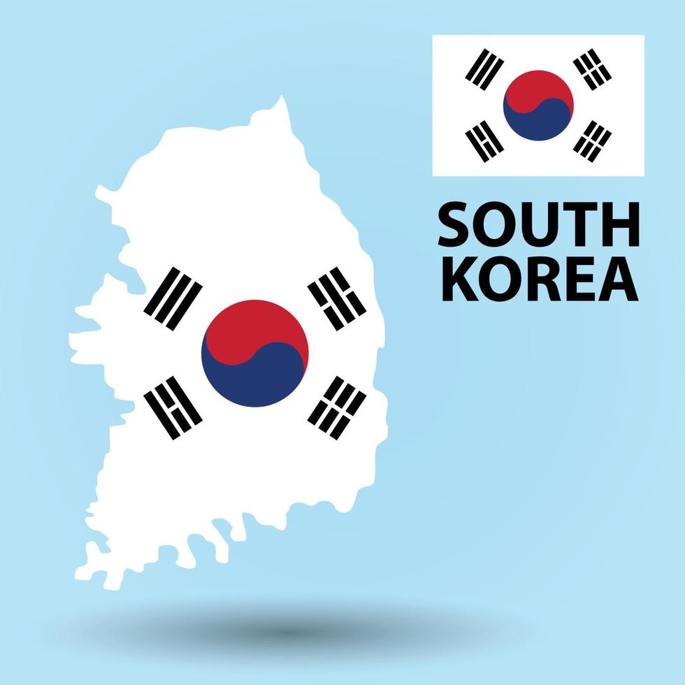 mappa della corea del sud e sfondo della bandiera vettore