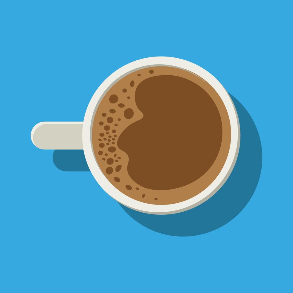 un'illustrazione vettoriale di una tazza di caffè su sfondo blu, vettore di design piatto caffè