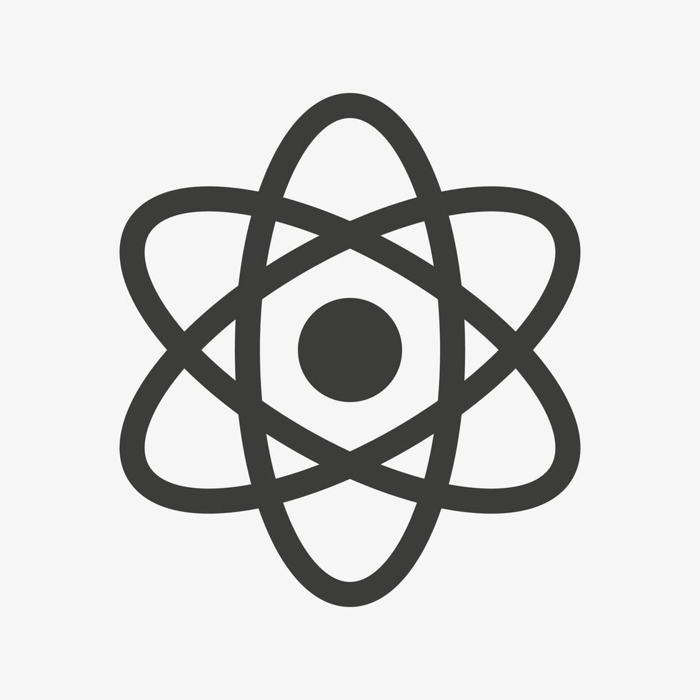 segno di energia nucleare. icona di vettore di atomo isolato su priorità bassa bianca