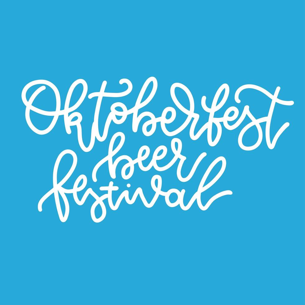 festival della birra dell'oktoberfest - disegno di citazione di lettere. evento della birra in germania. vettore disegnato a mano lineare blu