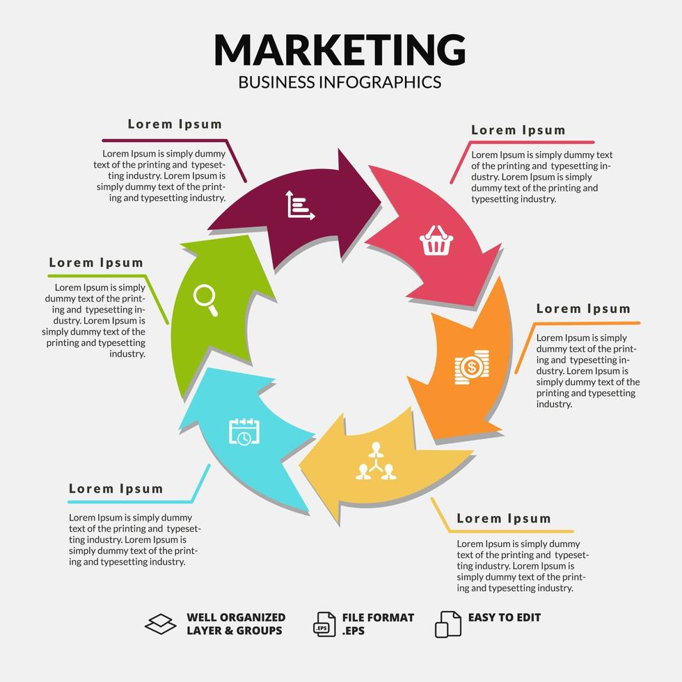 modello di diapositiva di infografica aziendale di marketing vettore